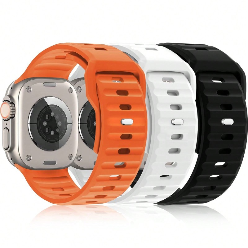 3pcs/Set Sports Silicone Watch Band Strap For Apple Watch Ultra 3 49/46/45/44mm