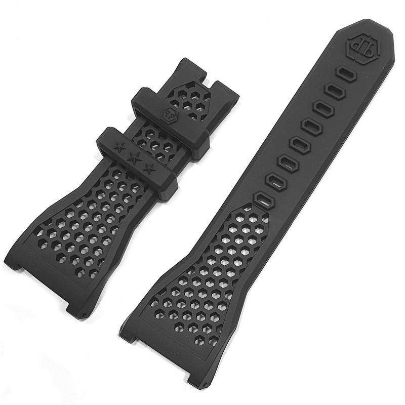 Philipp Plein Replacement Strap Silicone Black The Skeleton, The Hexagon, Underdog – S