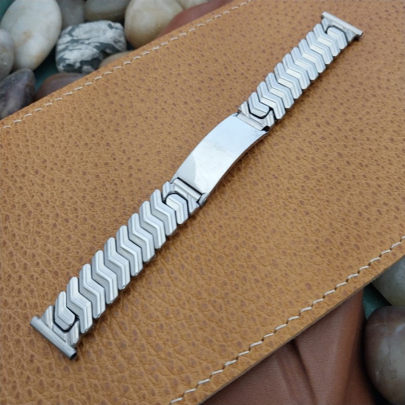 Vintage 5/8″ Sterling Silver & Stainless Steel Expansion 1940s Unused Watch Band