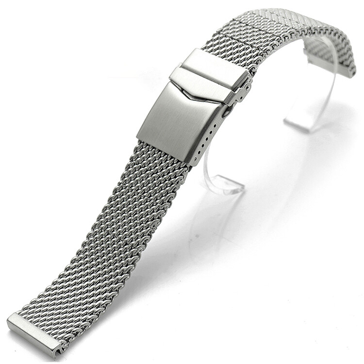 Brushed Solid Stainless Steel Watch Band Strap Shark Mesh Bracelet Quick Release gallery