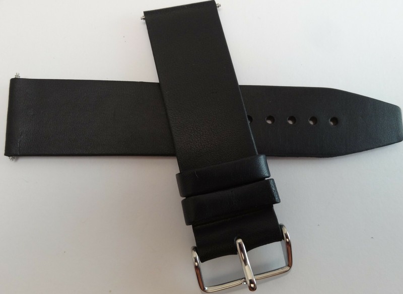 New Mens Black Genuine Leather 24mm * LONG * Watch Band Silver Tone Buckle gallery