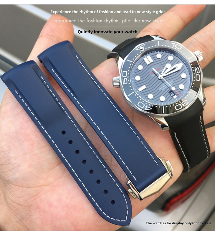 Butterfly Clasp Rubber Watch Band Strap 19 20 21mm Fits Omega New Seamaster 300 gallery