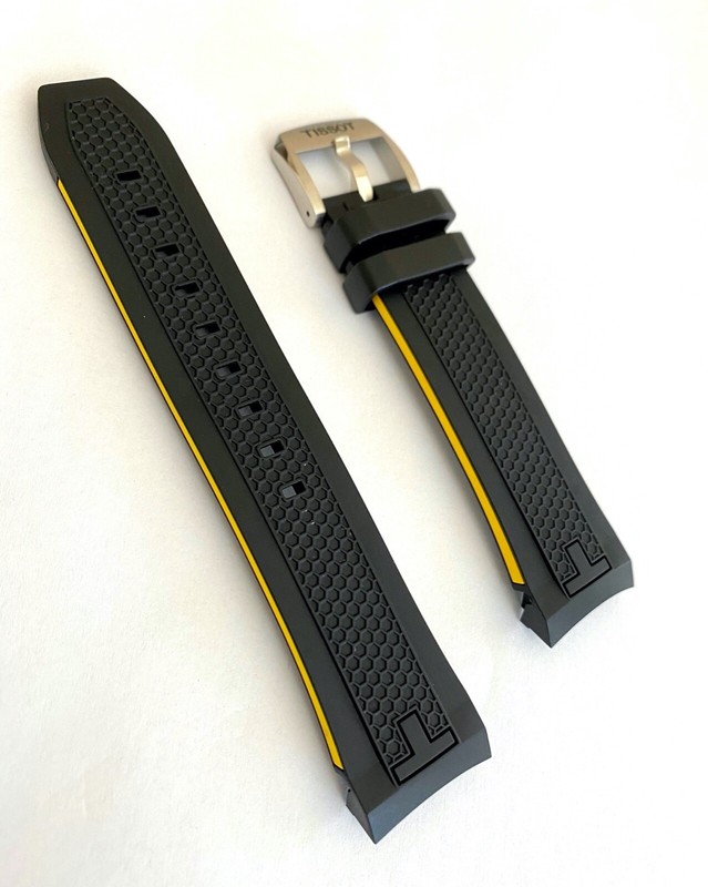 Original Tissot PRS516 For CASE-BACK # T079427A Black / Yellow Rubber Band Strap