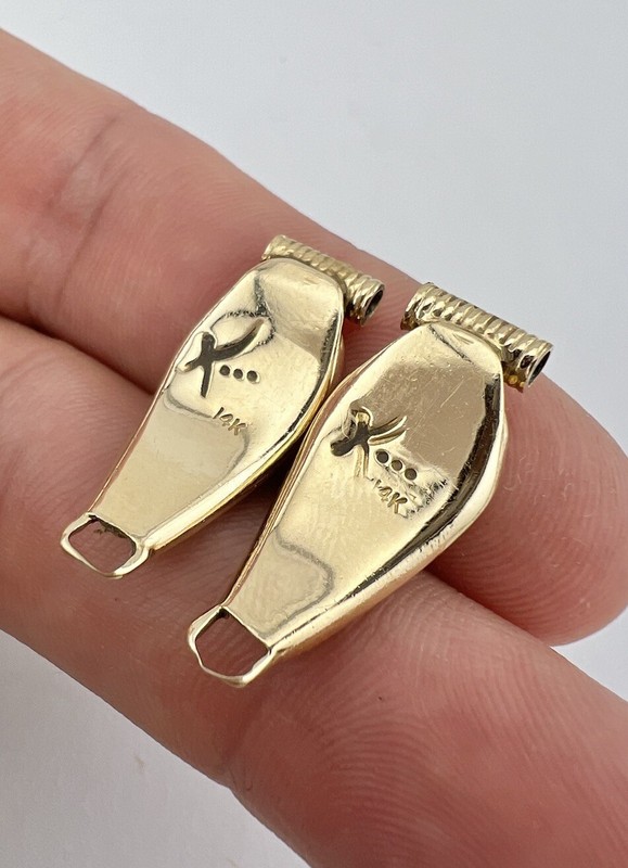 Vtg Kevin Lee Barnhi Navajo 14k Yellow Gold Turquoise Women's Watch Tips 5.7g gallery