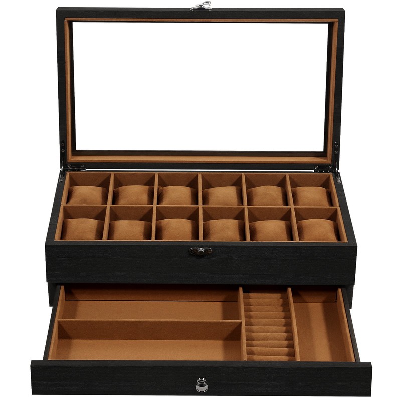 12 Slots Watch Box Solid Wood Watch Storage Case Jewelry Storage Display Case gallery