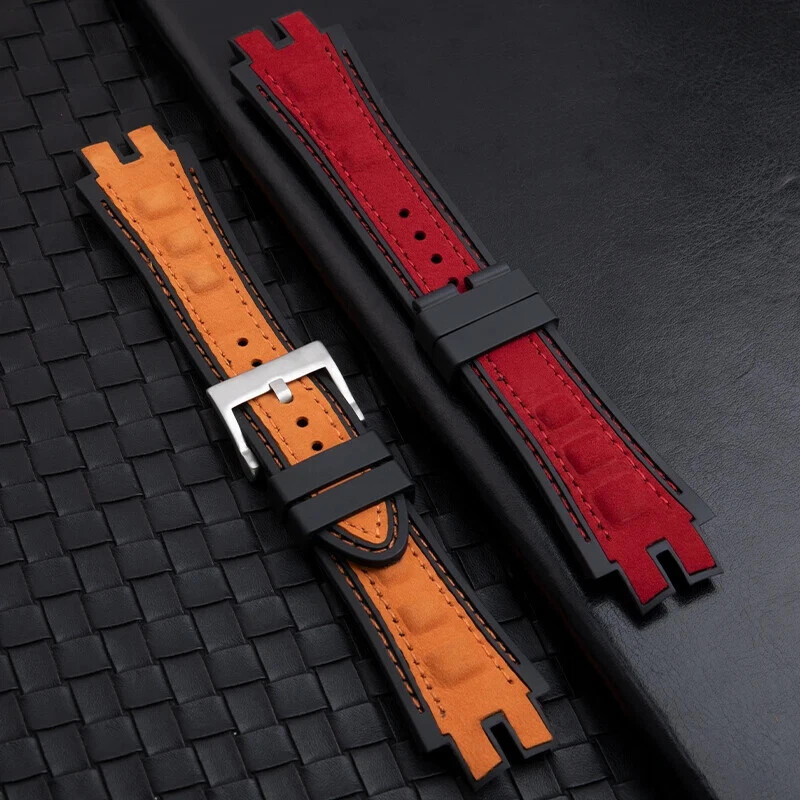 For Roger Dubuis Excalibur 28mm Soft Nylon Leather Rubber Watch Band Strap gallery