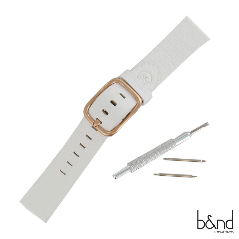 B&ND Hadley Roma BND200 Mode 22mm White Genuine Leather Strap Fits Smart Watch