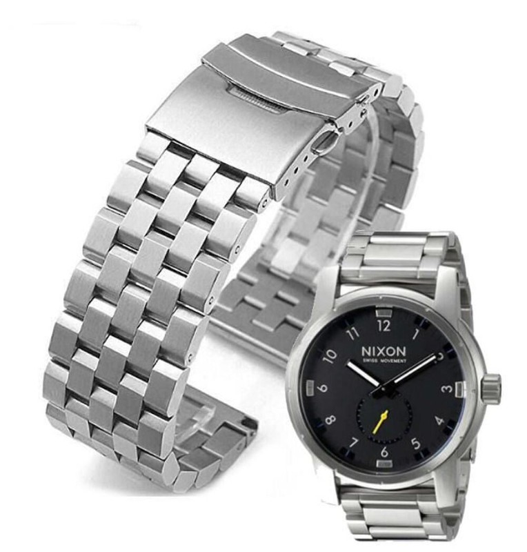 Silver Metal Steel Replacement Watch Band Fits Nixon Patriot 45mm #5051