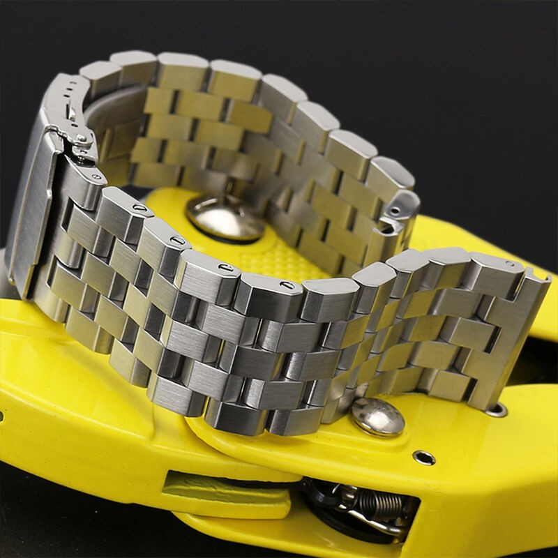 Silver 20mm Width Watch Band Strap Bracelet Link Solid Watchband Replacement ss gallery