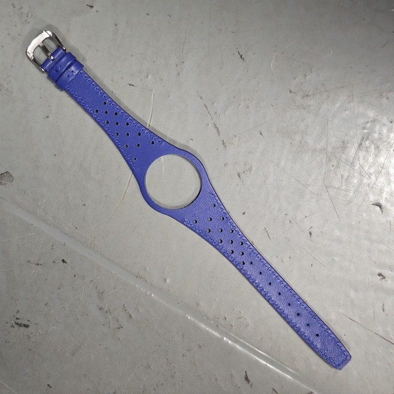For Man Omega Dynamic Leather Light Blue Watch Band With Silver Steel Buckle gallery