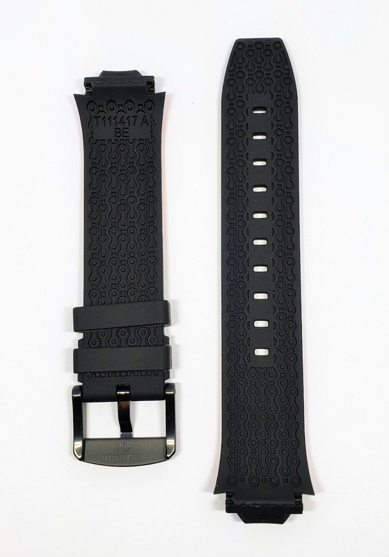 Original Tissot T-Race Cycling T111417A Black / Red Rubber Watch Band Strap gallery