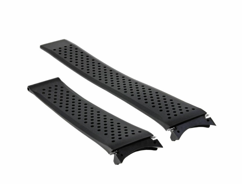 22MM RUBBER BAND STRAP FOR TAG HEUER CARRERA CALIBRE 36 F6016 CLASP TOP Q BLACK