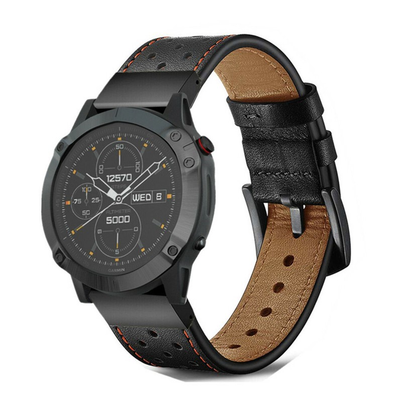 For Garmin Fenix 7X/6X Pro/5X/5X Plus/3 Quick Fit Leather Watch Band Strap 26mm