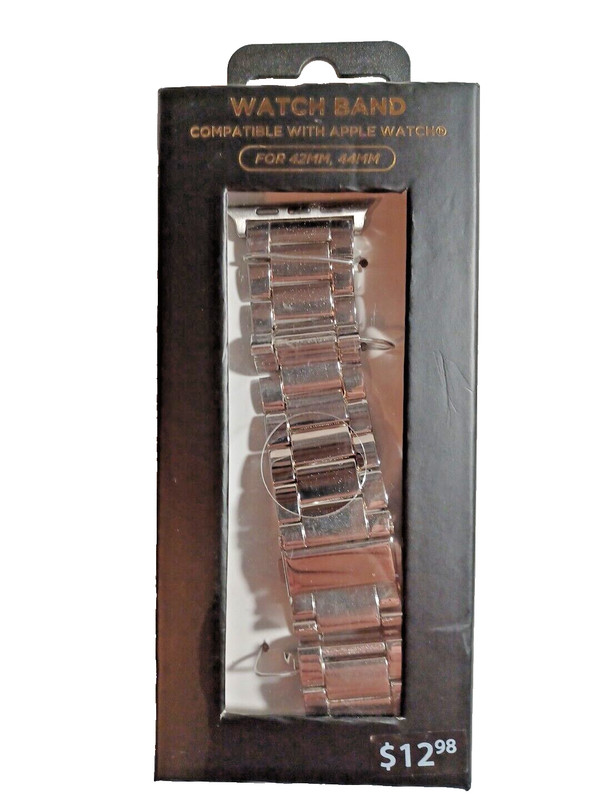 Non-Branded Silver Metal Watch Band Compatible With Apple Watch 42mm, 44 mm