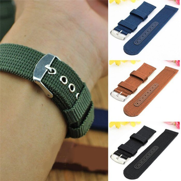18mm 20mm 22mm 24mm Military Canvas Nylon Wrist Watch Band Strap Bracelet Sport gallery