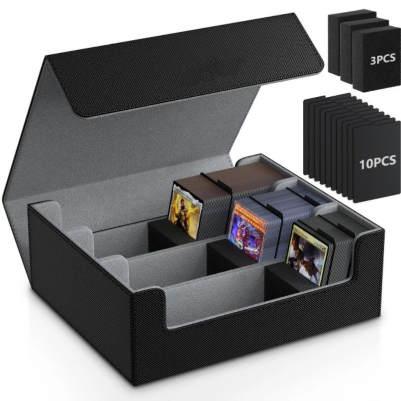 Trading Card Storage Box for 1800+, Leather Storage Box with Strong Closure