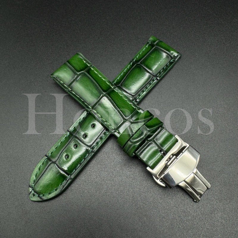 18 20 22 MM Leather Alligator Vintage Watch Strap Band Clasp Fits for Rolex GN