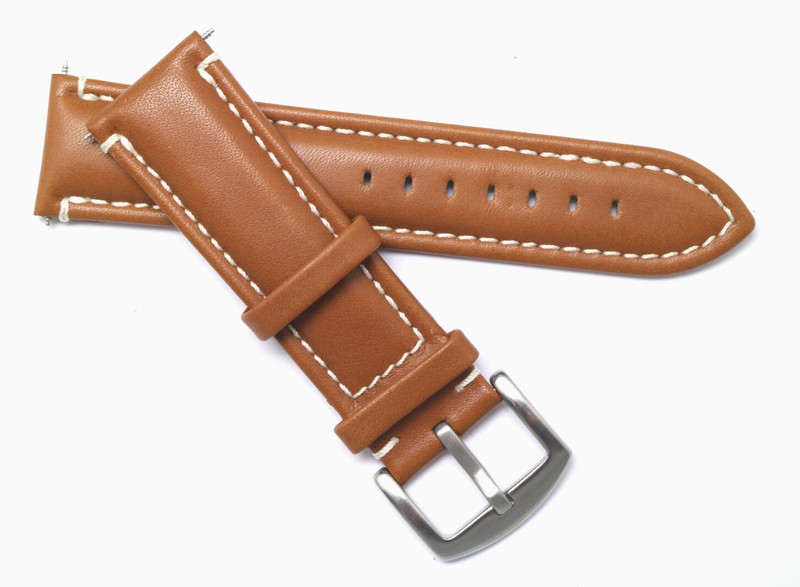 24mm Brown/White Genuine Leather Replacement Men Watch Band - Invicta Lupah 24 gallery