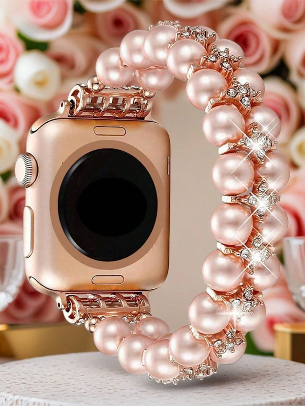 Pearl Bling Elastic Band For Apple Watch Bracelet 38-49mm Women Jewelry Strap gallery