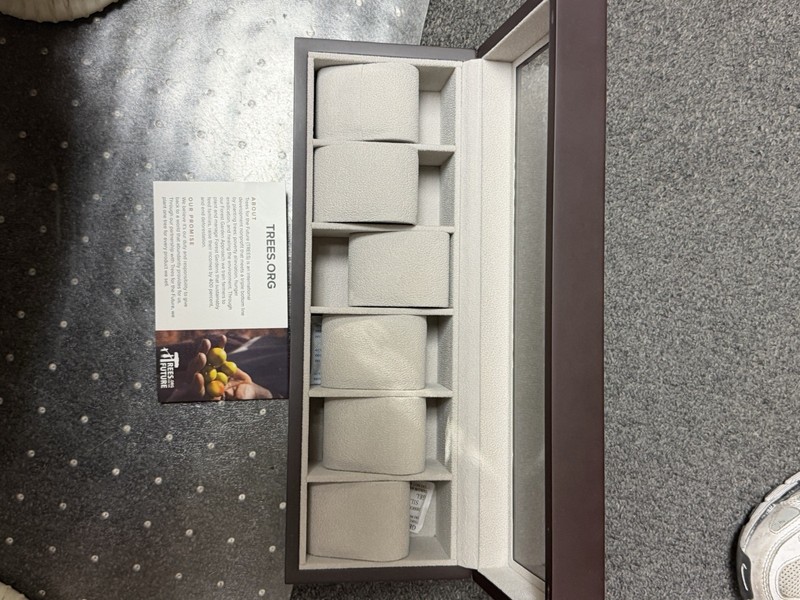 Klaro Solid Espresso Wood Watch Box Organizer with Glass Display Top case elegan gallery
