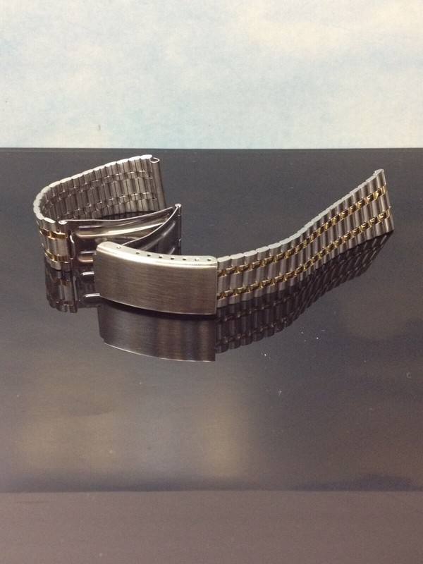 19 mm VINTAGE VOGUESTRAP TWO TONE GOLD & SILVER BRACELET MEN'S WATCH BAND NEW