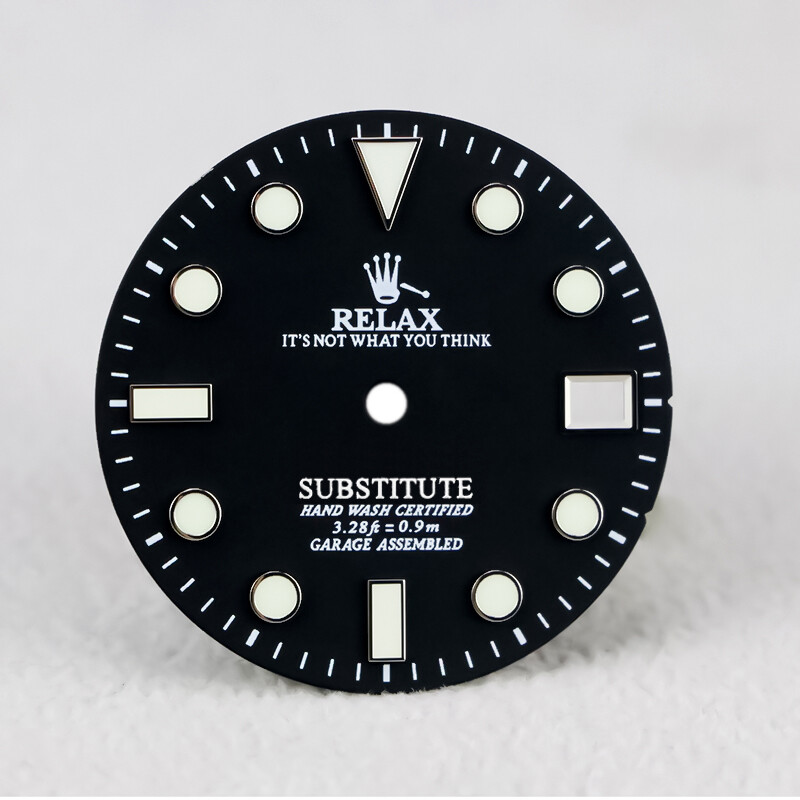 Relax Dial , matt black 28.5mm dial is suitable for NH35 movement BGW9/C3 lume