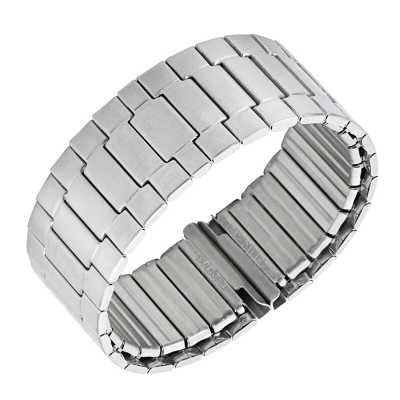 Premium Stainless Steel Elastic Watch Band Stretchable Metal Straps Mens 22mm