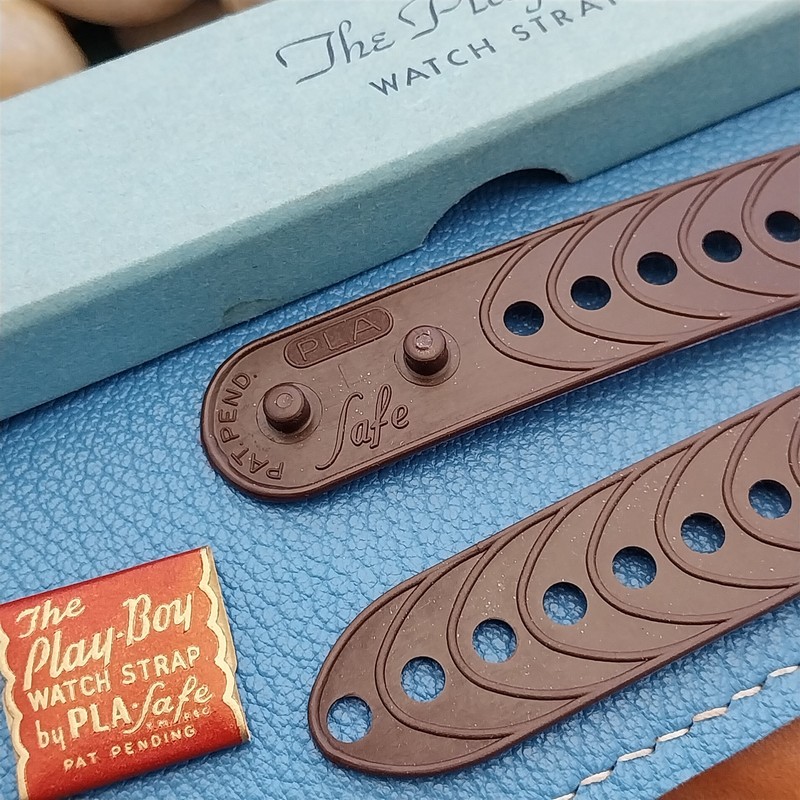 Classic 17mm Pla-Safe Brown Plastic nos Unused 1940s-1950s Vintage Watch Band gallery