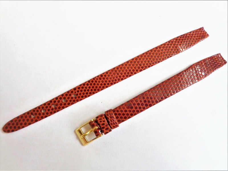 Vintage 9 mm Swiss Made High Quality Genuine Lizard Open End Ladies Watch Strap
