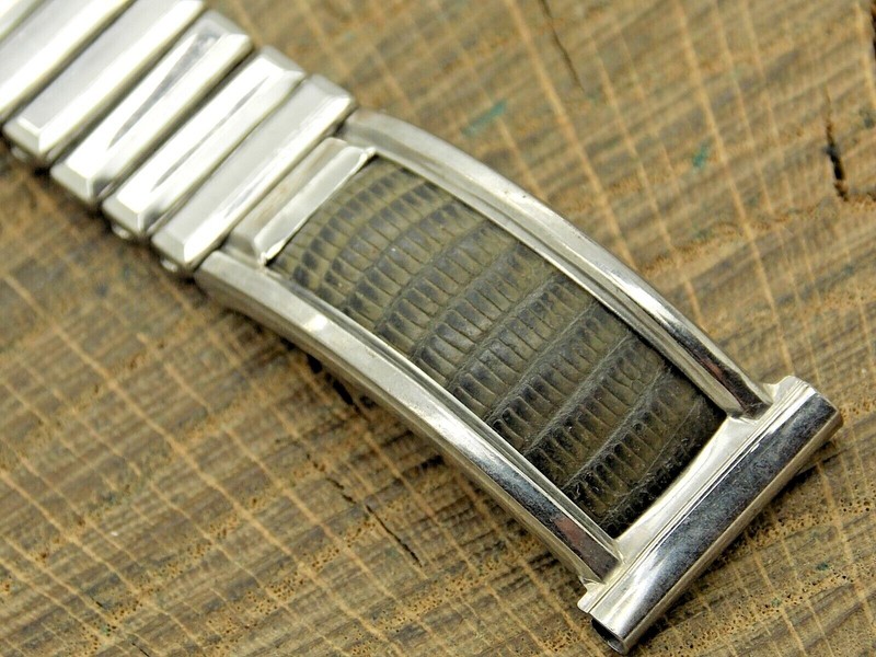 Vintage NOS Unused Watch Band Gemex USA Stainless Steel & Lizard Expansion 19mm