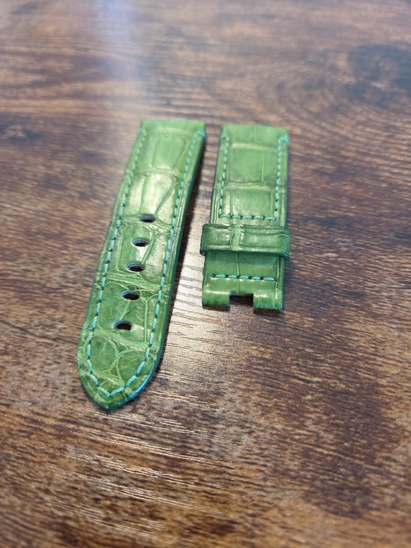Panerai Watch XS 22mm OEM Green Alligator Strap for 20mm Deployment Buckle gallery