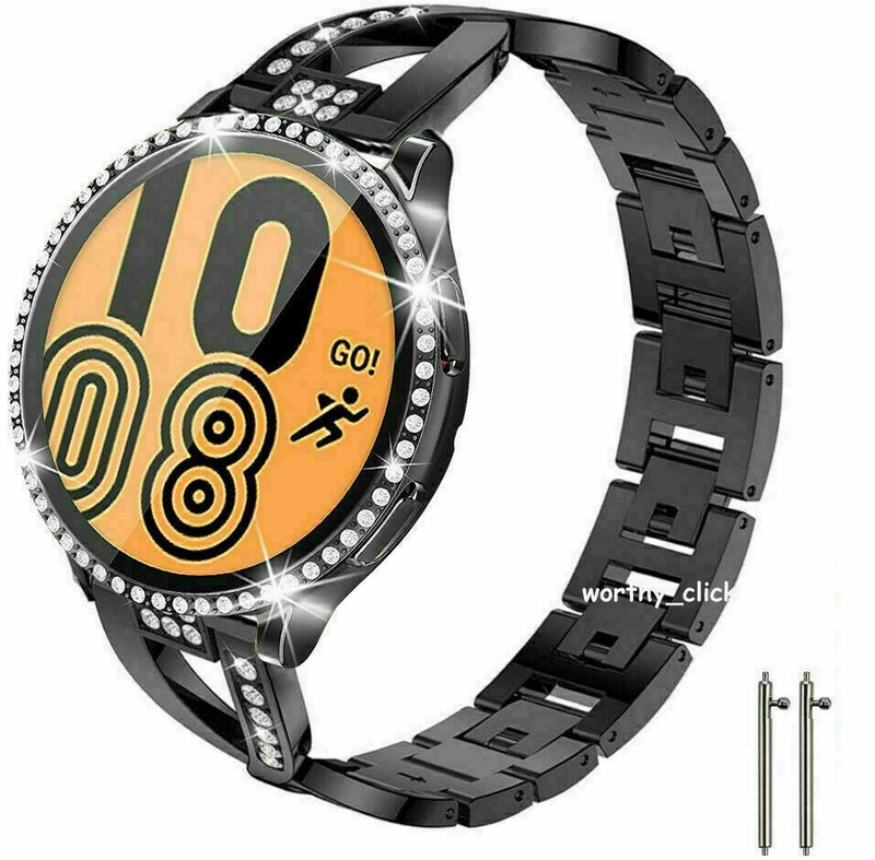 Bling Watch Band Strap + Glass Case Cover For Samsung Galaxy Watch 4 5 6 40/44mm