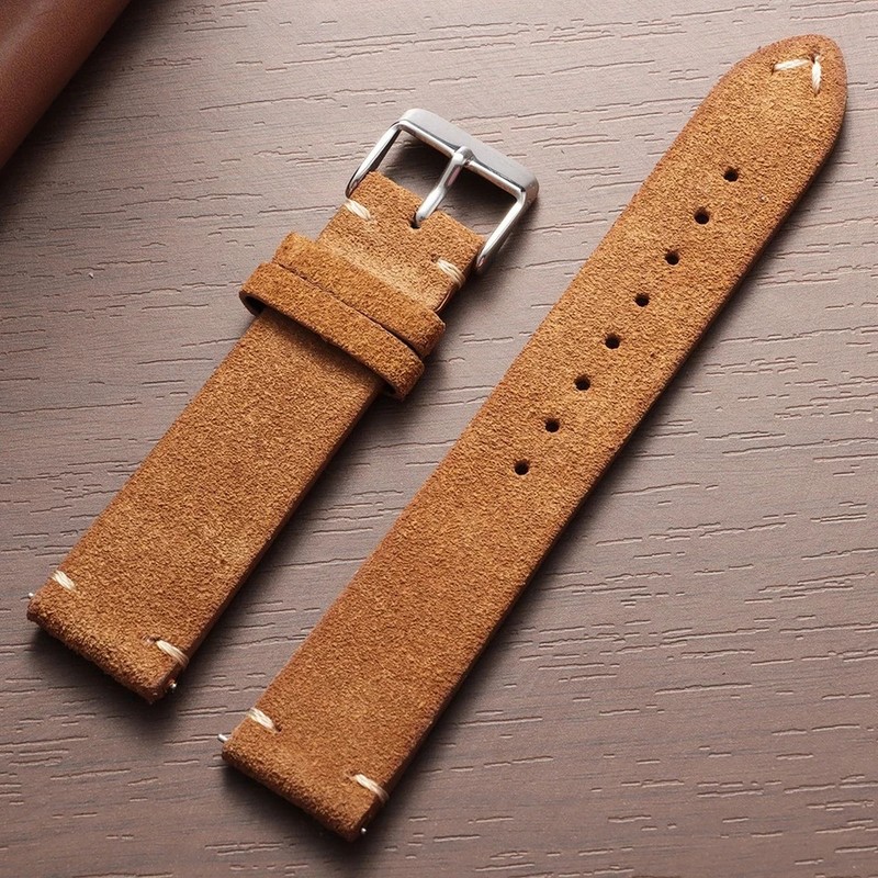 Vintage Suede Leather Bracelet Quick Release Watch Band 14mm 16mm 18mm 20mm 22mm