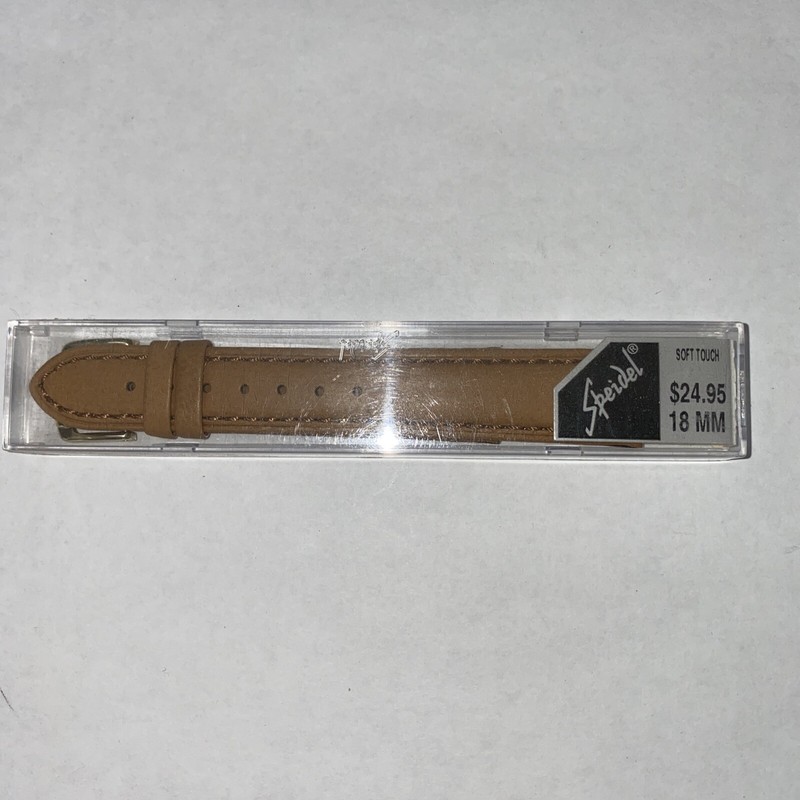 18mm speidel tan mens padded stiched soft touch watch band-free shipping