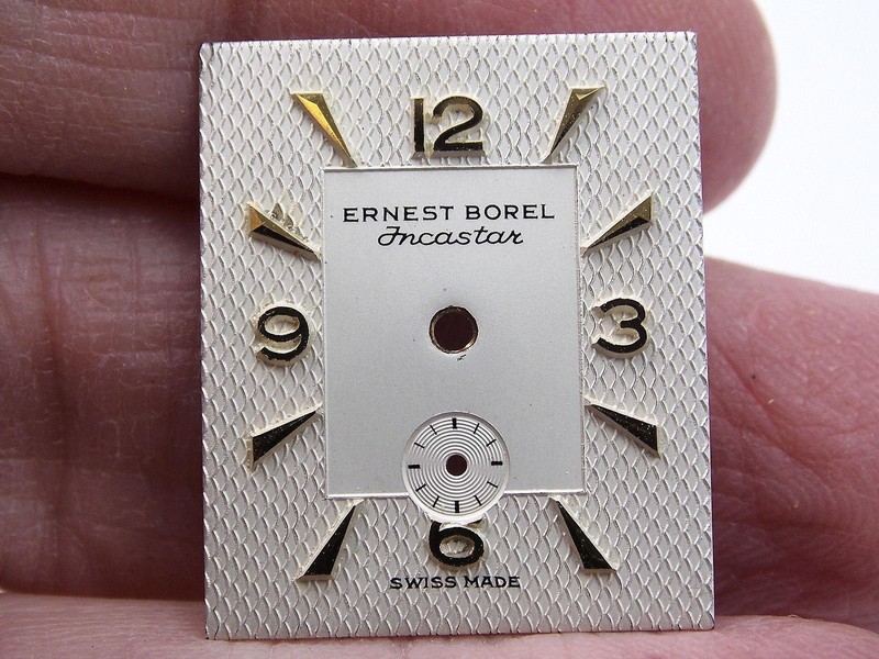 Ernest Borel Incastar Mens Vintage Pearl Watch Dial 23.13mm by 19.38mm Gld Mrkrs