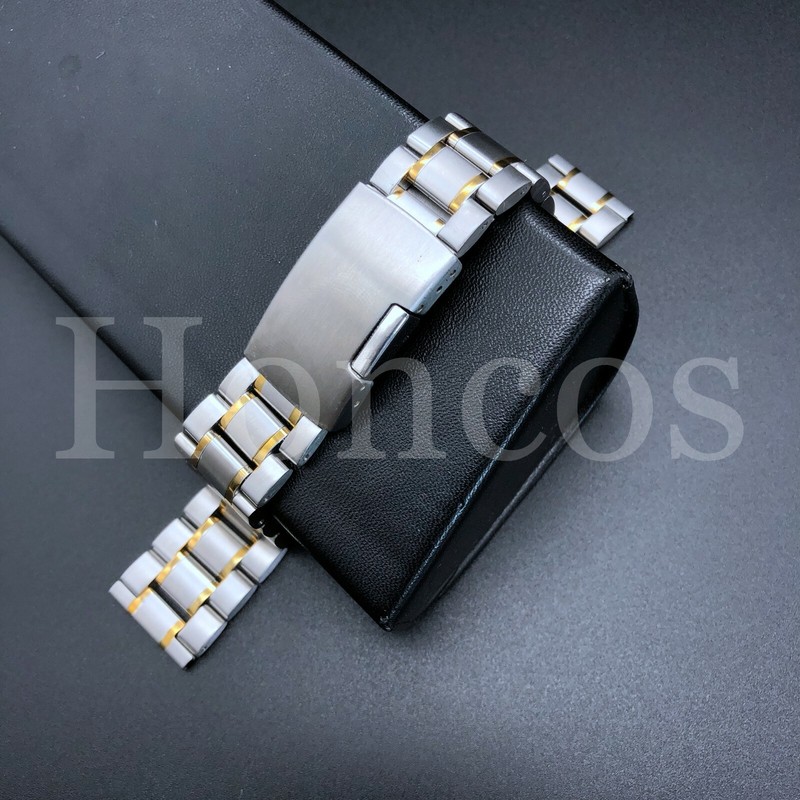 18 MM Steel and Gold Bracelet Watch Band Strap Replacement High Quality Vintage gallery