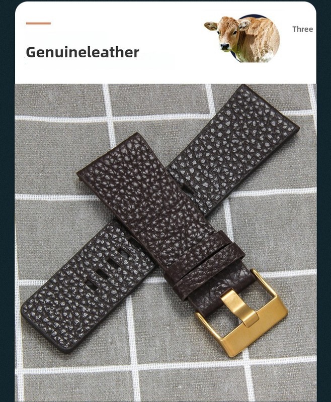 Mens Genuine Leather Watch Band Cowhide Strap 22 24 26 27 28 30 32mm for Diesel gallery