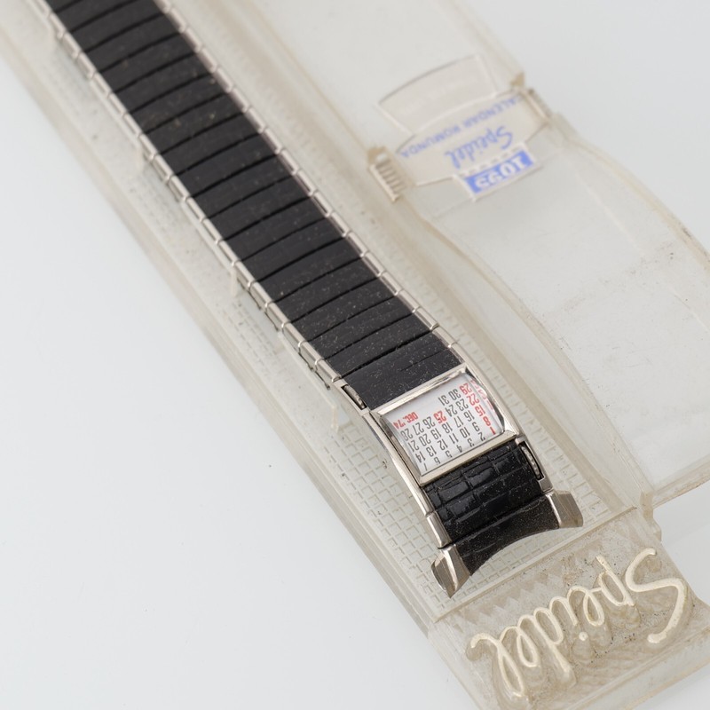 Speidel Romunda Calendar Black & Stainless Steel Vintage Watch Band 19mm Curved gallery