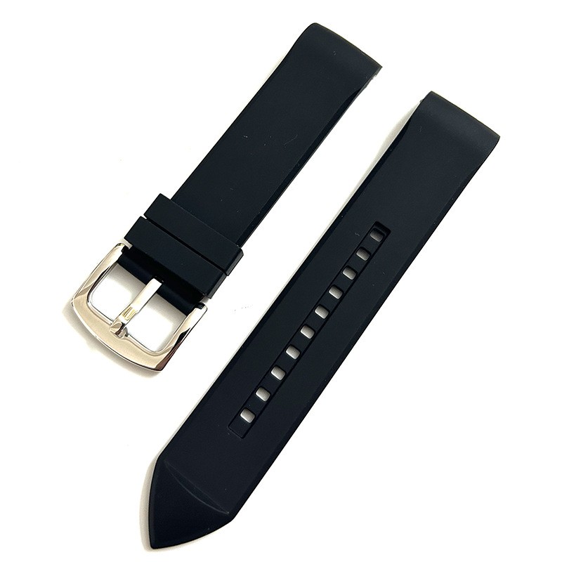 Curved Rubber Watch Strap Pin Buckle Wristband 22mm for Armani AP2447 1981 2500