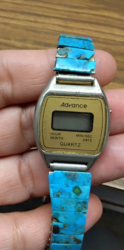 Vintage 80’s TURQUOISE Stretch Watch Band As Is Digital Watch