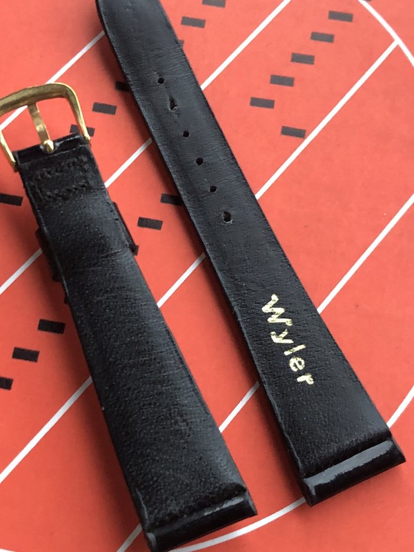 Vintage NOS Genuine Wyler Black Patent Leather Watch Strap & Buckle 18mm