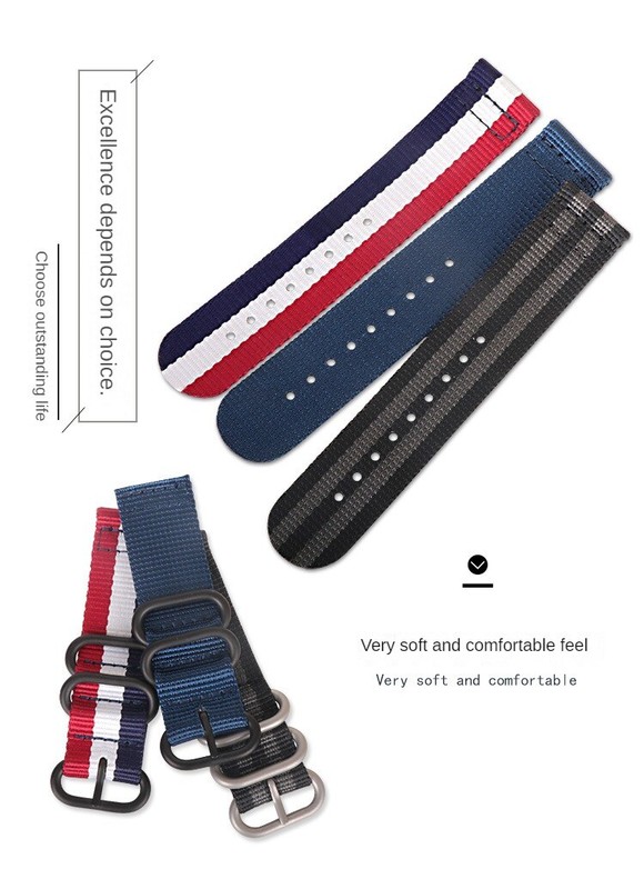 High Quality Nylon Canvas Thicked Watch Band Strap 18/20/22/24/26mm Universal gallery