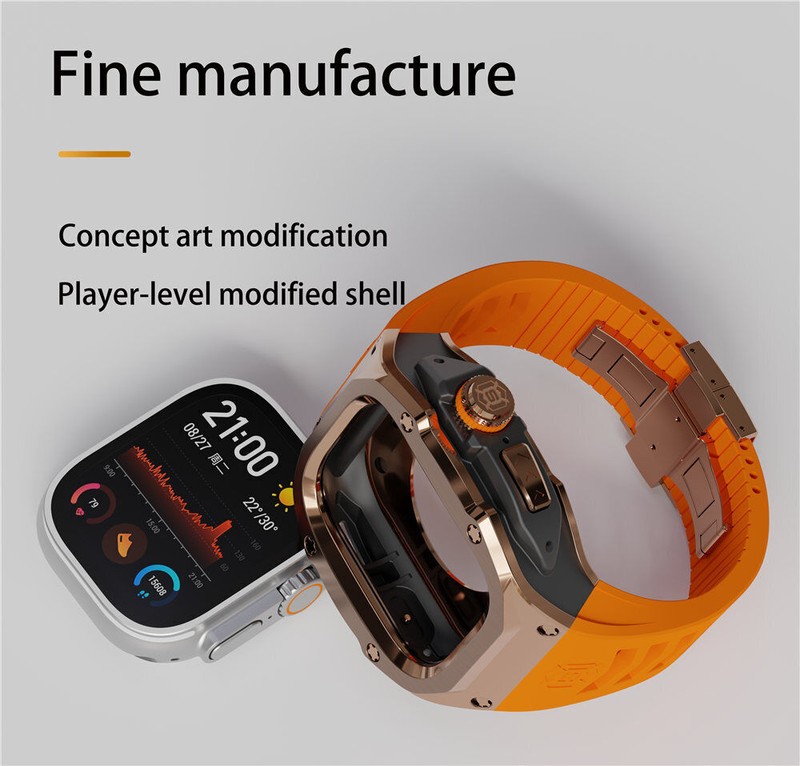 SHELLBOX Steel RM Bezel Mod Kit Case For Apple Watch Ultra 2 49mm +Silicone Band gallery