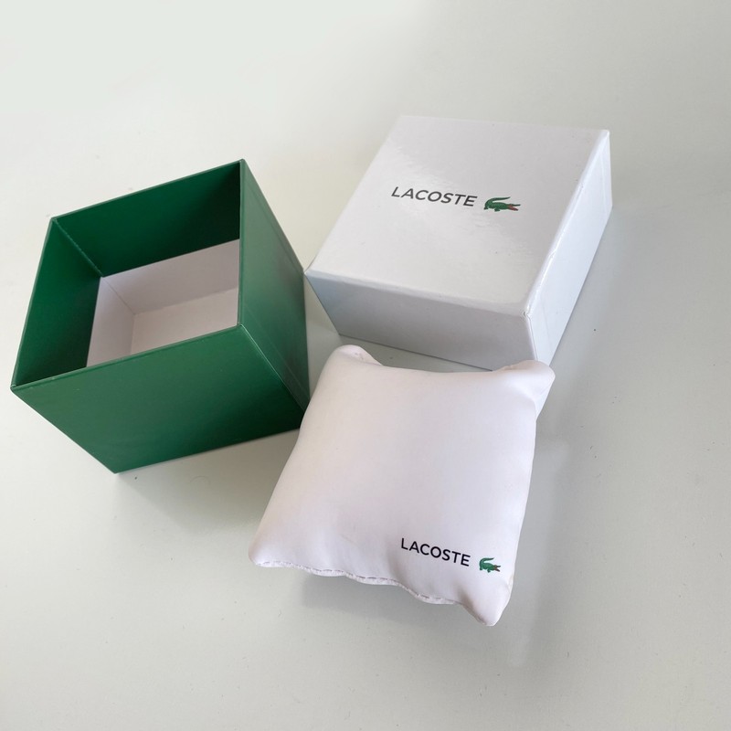 Lacoste Watch Box & Leather Pillow Set Green White Original Storage Case Display