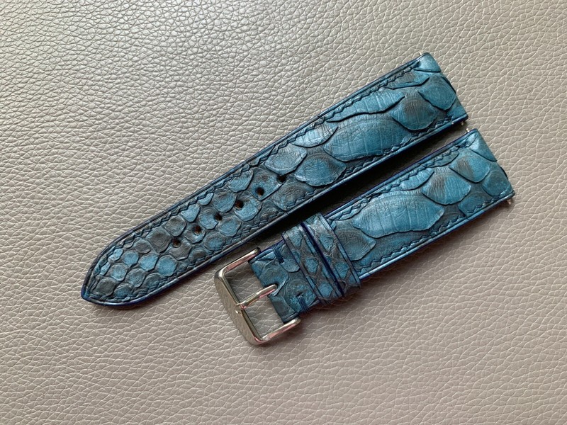 Dark blue Genuine Snake Leather Skin watch strap band, Custom Sizes 10mm to 26mm gallery