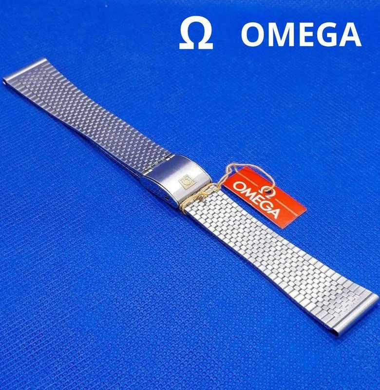 Omega Vintage Stainless Mesh Bracelet with Omega Logo Clasp wrist 18cm