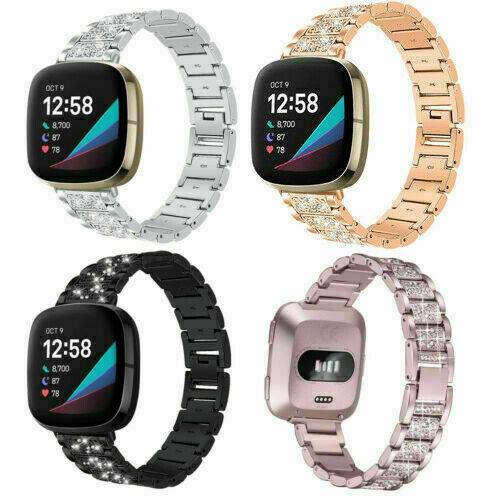 For Fitbit Versa 3 4/ Sense Watch Band Bling Metal Bracelet Diamond Wrist Strap