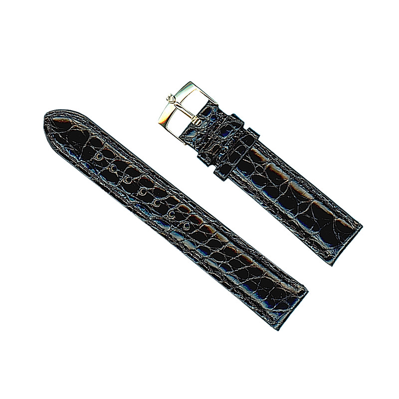 GENUINE ALLIGATOR STRAP BLACK 19mm LEATHER LINED & GENUINE TUDOR GOLD BUCKLE
