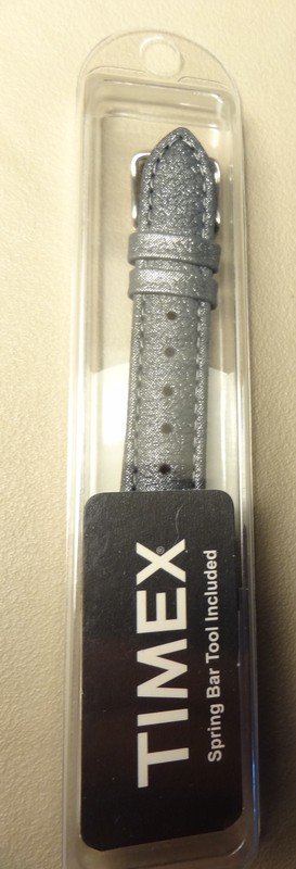 Timex Metallic Gray Genuine Leather 16mm Regular Watch Band Silver Tone Buckle