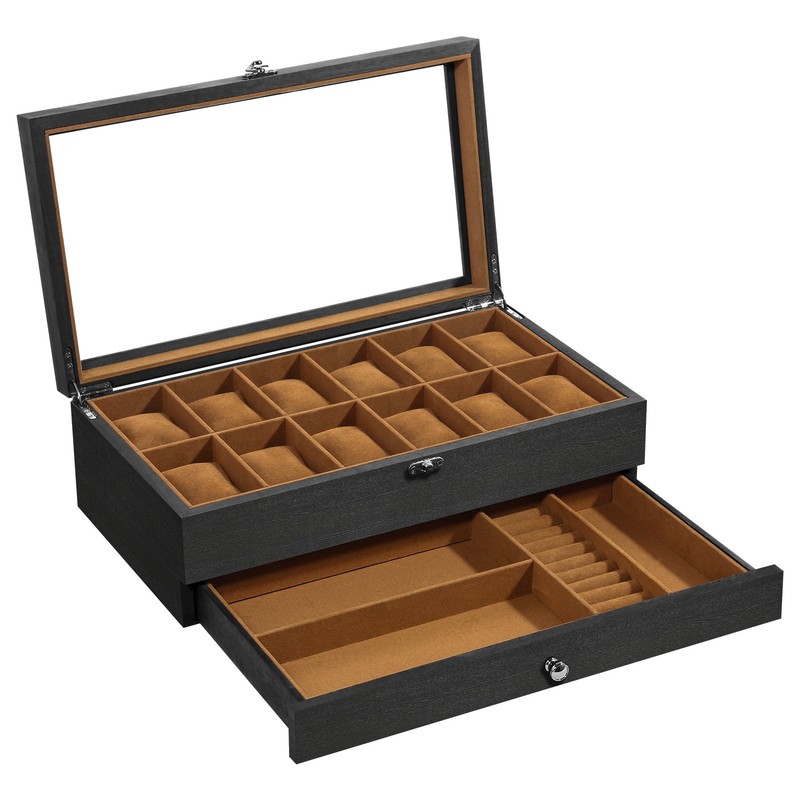 12 Slots Solid Wood Watch Box - Watch & Jewelry Storage Display Case, Gift gallery